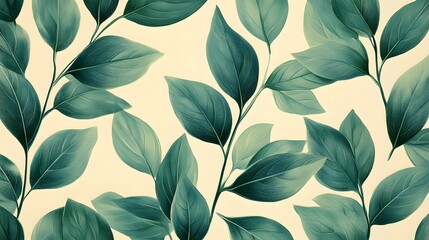 Aufkleber - Lush Green Foliage Seamless Pattern Botanical Background