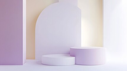 Aufkleber - Minimalist Abstract Geometric Podiums on Pastel Colored Background