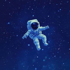 Sticker - Astronaut Floating Amidst Distant Stars In Space