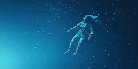 Astronaut is floating in the vastness of deep space