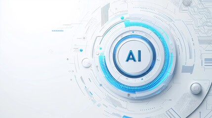 Leinwandbilder - Futuristic artificial intelligence interface with digital circular technology, representing the evolution of smart automation, data processing, and cyber advancements, Generative AI