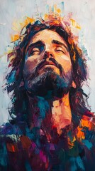 Wall Mural - Jesus Christ: A Portrait of Compassion and Devotion.