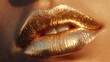 © KarpenArt Studio - Close up of a woman's lips with gold glitter lipgloss.