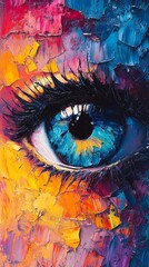 Wall Mural - A close-up of an eye with vibrant colors.