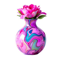 Wall Mural - A fluid-textured flower vase with neon-pink