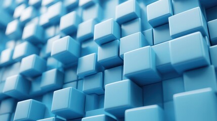 Wall Mural - abstract blue cubes, digital background, 3d render, technology texture