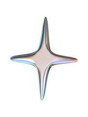 Wall Mural - holographic abstract chrome star. vector 3d shape