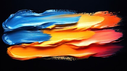 Blue, orange, red paint strokes, dark background, art texture