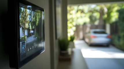 Smart Home Control Panel Displays Driveway View