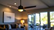 © oris - Modern ceiling fan illuminates a contemporary living room