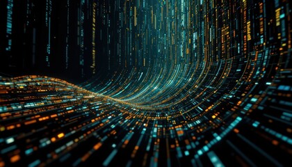Wall Mural - abstract data flow, digital stream, cyberspace, technology background, futuristic