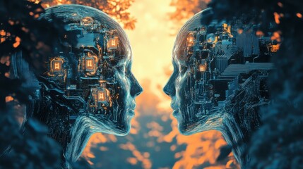 Digital artwork depicting AI decision-making dilemmas, exploring ethical AI development