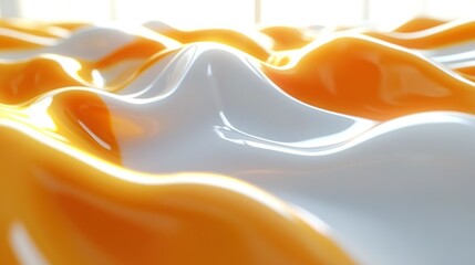 Poster - Orange, white liquid swirls, studio, sunlight, background, abstract design