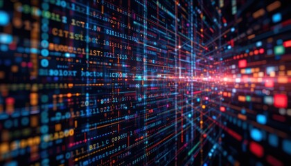Wall Mural - digital data stream network tunnel background