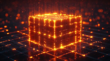 Wall Mural - glowing cube data network abstract technology background