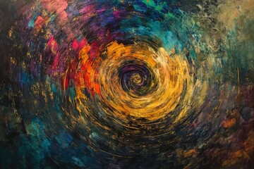 Wall Mural - Swirling Color Field – Dynamic Abstract Art with Gold Light Trails