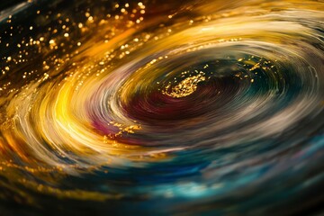 Wall Mural - Premium Abstract Spiral – Golden Highlights and Rich Color Depth
