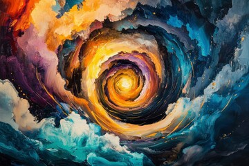 Wall Mural - Modern Luxury Swirl – Abstract Color Vortex with Golden Flow
