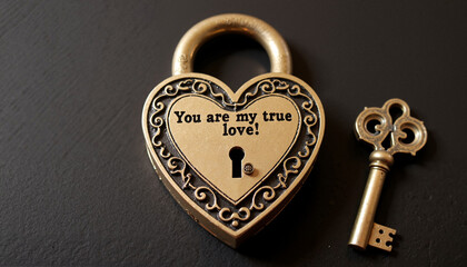 Golden heart-shaped padlock with the phrase 