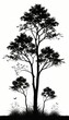 © akkash vertical - olated illustration silhouette background ink trees growing some white grass tree ink drawing illustration nature art isolated graphic silhouette forest plant element set background design artistic