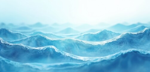 Aufkleber - Illustration of sea ocean water surface with curvy soft waves on light blue background. Wavy nature texture. Smooth aqua backdrop for summer travel vacation banners, pool party posters.