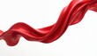 © miss irine - Illustration of flying, wavy red silk fabric against white backdrop. Cloth smooth, soft, satin texture. Material creates elegant, decorative curves. Suitable for fashion, art, graphic design projects.