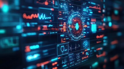 Advanced healthcare IoT system visualized with wearable devices monitoring patients' health data in real time