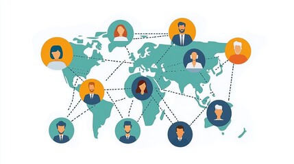 Poster - Futuristic social network visualization with glowing connection icons, symbolizing global communication, digital networking, and online social media interaction, Generative AI