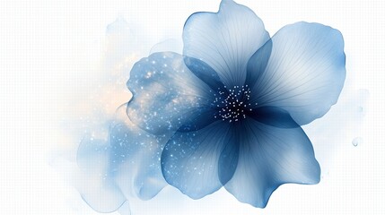 Abstract blue flower isolated on transparent background for creative and artistic designs