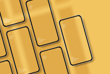 Fototapete - Realistic smartphone mockup. Mobile phone vector with isolated on white background. Device front view. 3D mobile phone with shadow. Realistic, high quality smart phone mockup for ui ux presentation.