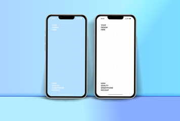 Aufkleber - Realistic smartphone mockup. Mobile phone vector with isolated on white background. Device front view. 3D mobile phone with shadow. Realistic, high quality smart phone mockup for ui ux presentation.