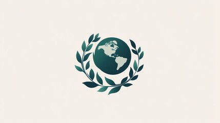 Sticker - Earth laurel wreath, minimalist design, environmental emblem