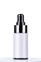 Wall Mural - Cosmetic serum pump white bottle, dispenser container mock up. Foundation cream jar, airless pump dispenser design isolated on white background