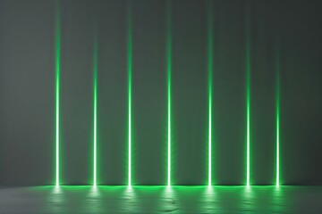Wall Mural - Vibrant Green Vertical Light Effects on Grey Canvas with Smooth Motion and Glow