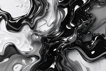 Wall Mural - Whimsical Glossy Noise Texture in Monochrome Black and White for Abstract Liquid Sketch and Sophisticated Website Headers