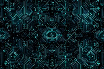 abstract close-up of a glowing blue digital circuit board, showcasing intricate connections and tech