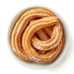 Wall Mural - Top view of Churros, isolated on white, food photo