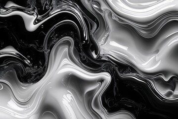 Wall Mural - Monochrome Black and White Glossy Noise Texture for Abstract Liquid Design and Elegant Website Headers