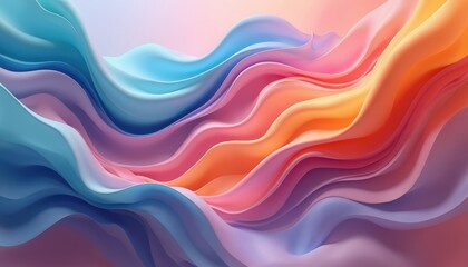 Aufkleber - Colorful abstract 3D illustration. Gradient rainbow wavy design element. Modern bright pink, orange, blue, violet curves flow. Futuristic graphic template. Liquid fluid swirl motion background.