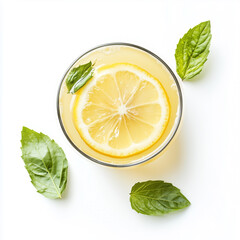 Wall Mural - Top view of Lemonade, isolated on white, drink photo