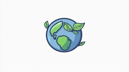 Sticker - Cartoon Earth with leaves, promoting environmentalism