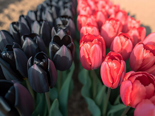 Canvas Print -  tulip time-lapse in dutch polder