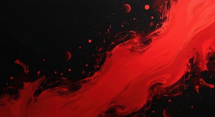 Aufkleber - Futuristic red splash design over dark backdrop. Abstract shapes form liquid wave. Graphic art with motion blur creates vibrant modern wallpaper suitable for web banner tech themes.
