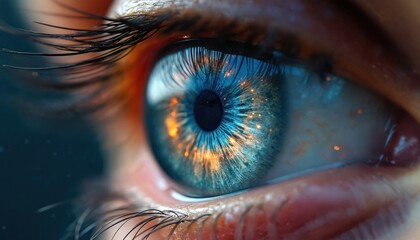 Wall Mural - macro close-up of human eye with galaxy stars, nebula reflected in blue iris. fantasy, spiritual, fu
