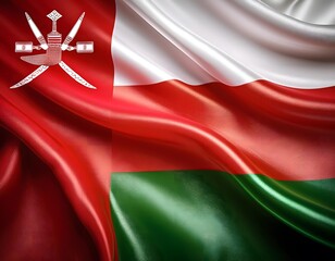 Wall Mural - Vibrant Oman flag waving with luxurious satin texture - Patriotic and cultural symbol