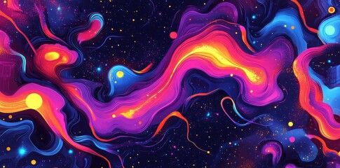 Poster - Abstract cosmic artwork features colorful swirls and tiny stars