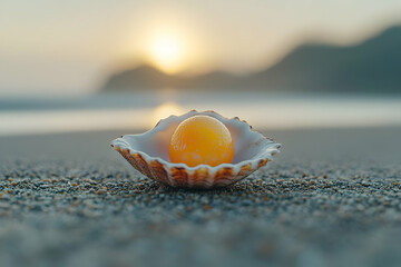 Poster - Sunrise beach pearl shell treasure