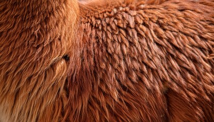 close-up detail of the brown fur of a llama (lama glama); peru