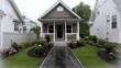 © tugkiara - Suburban home, landscaped garden, walkway, neighborhood