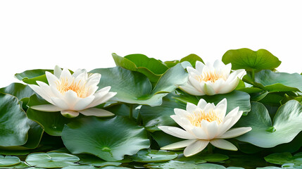 Poster - Water lilies bloom on pond, serene nature scene